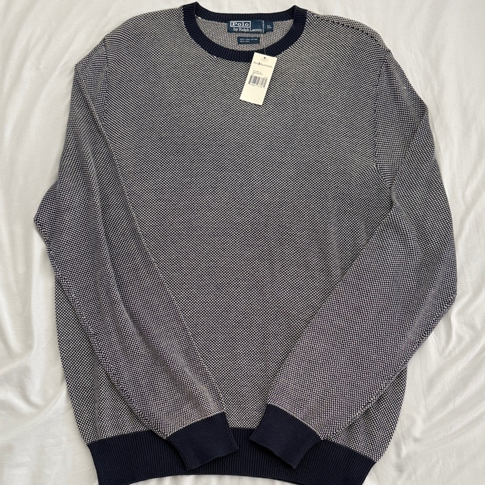 NWT Polo by Ralph Lauren Navy and White Crewneck Sweater